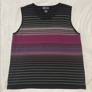 Purple Striped Sleeveless Sweater